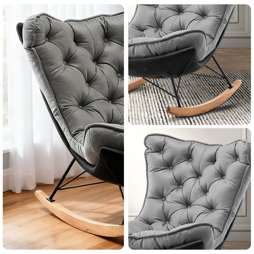 LUXORA Recliner Chair Down & Latex Cushioning, Easy-Care Tech Fabric, Carbon Steel Legs, Rocking Tilt - Grey - Image 3