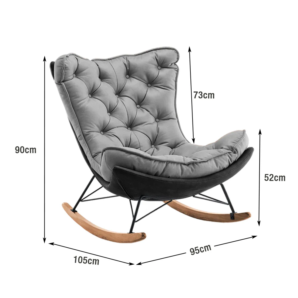 LUXORA Recliner Chair Down & Latex Cushioning, Easy-Care Tech Fabric, Carbon Steel Legs, Rocking Tilt - Grey - Image 5