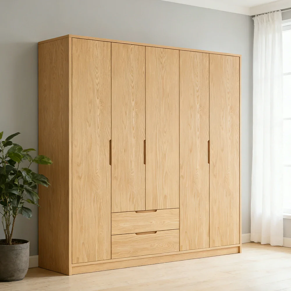 LUXORA 180/200cm Modern Wardrobe Cabinet - Flush Inset Door Design, Solid Timber Construction, Soft-Close Hinges & Quiet Drawers - Wood - Image 4