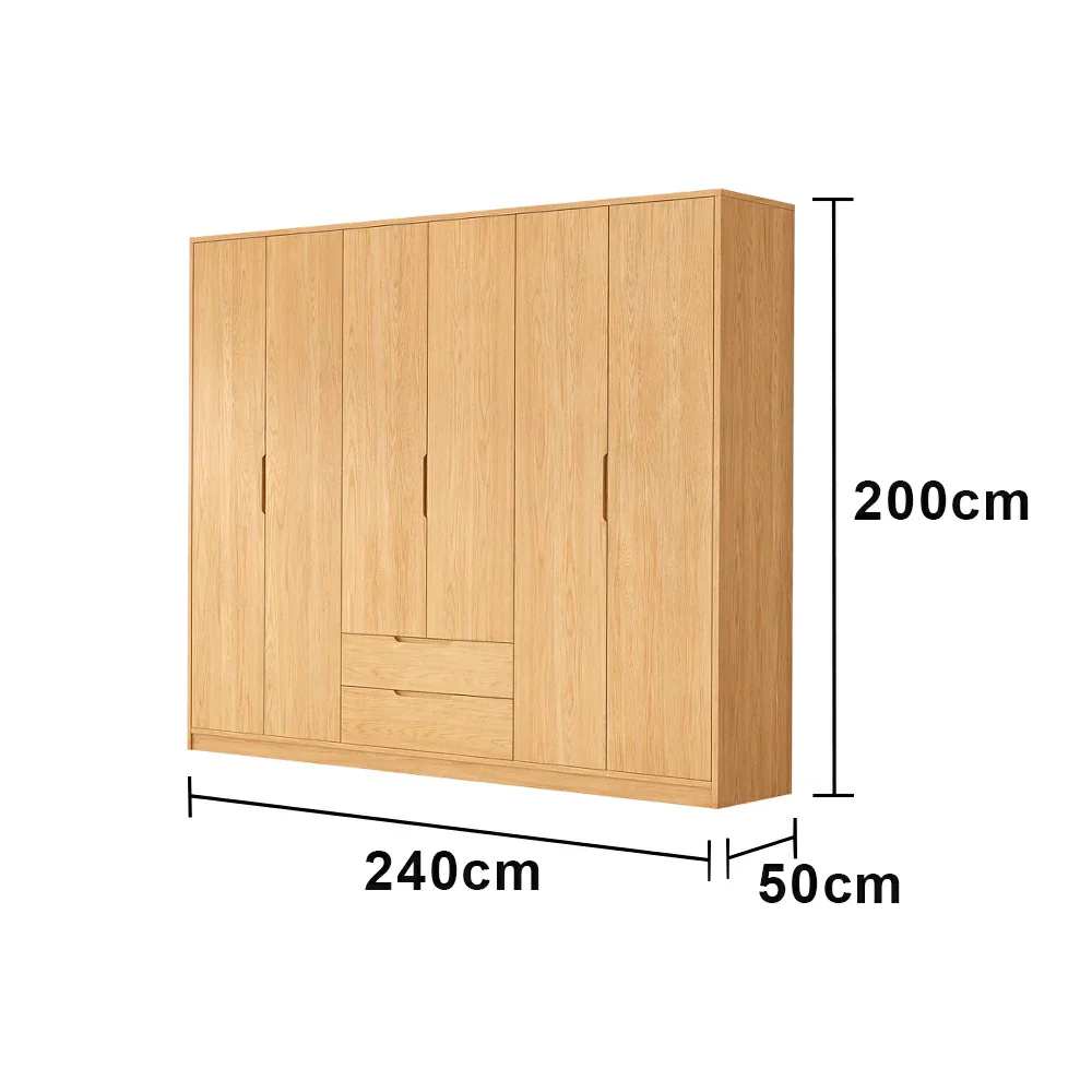 LUXORA 220/240cm Modern Wardrobe Cabinet - Flush Inset Door Design, Solid Timber Construction, Soft-Close Hinges & Quiet Drawers - Wood - Image 6