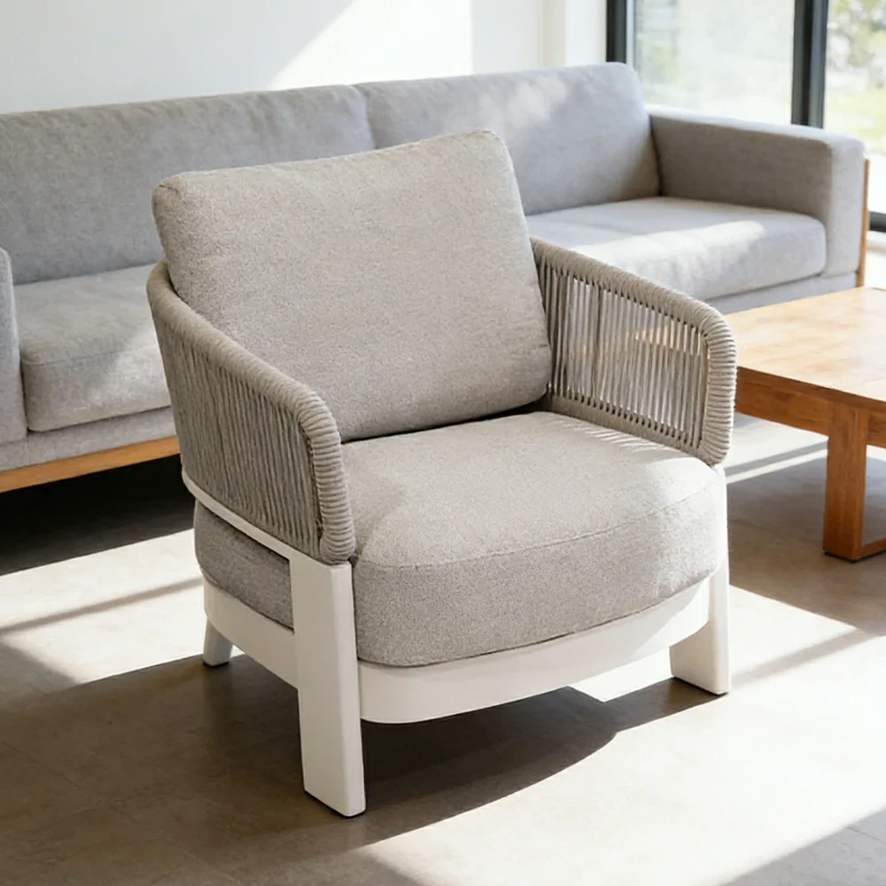 LUXORA Lounge Sofa Quick-Dry Deep Comfort Aluminium Frame with Rust-Resistant Powder Coating and Mould-Resistant Fabric - Grey - Image 2