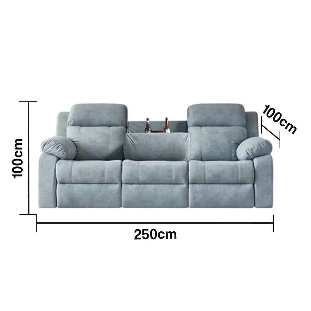 LUXORA 220/250cm Dual Electric Recliner Sofa 3-Seater Flip-Back Center Console Cat-Scratch Fabric Comfort Design - Grey - Image 6