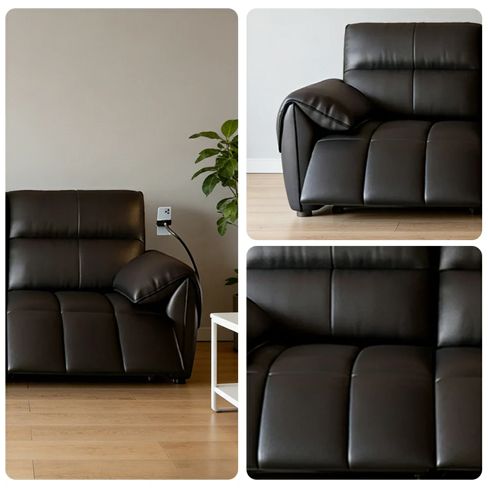 LUXORA 182/202cm Dual Electric Recliner Sofa 2-Seater Genuine Leather Zero-Wall Comfort Design - Black - Image 3