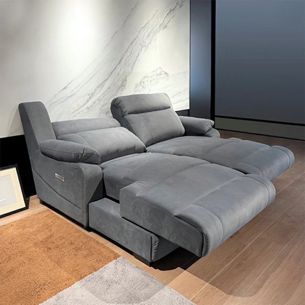 LUXORA 196cm Electric Double Chaise Lounge Dual Seat Power Extension Home Theater Comfort Design - Grey - Image 4