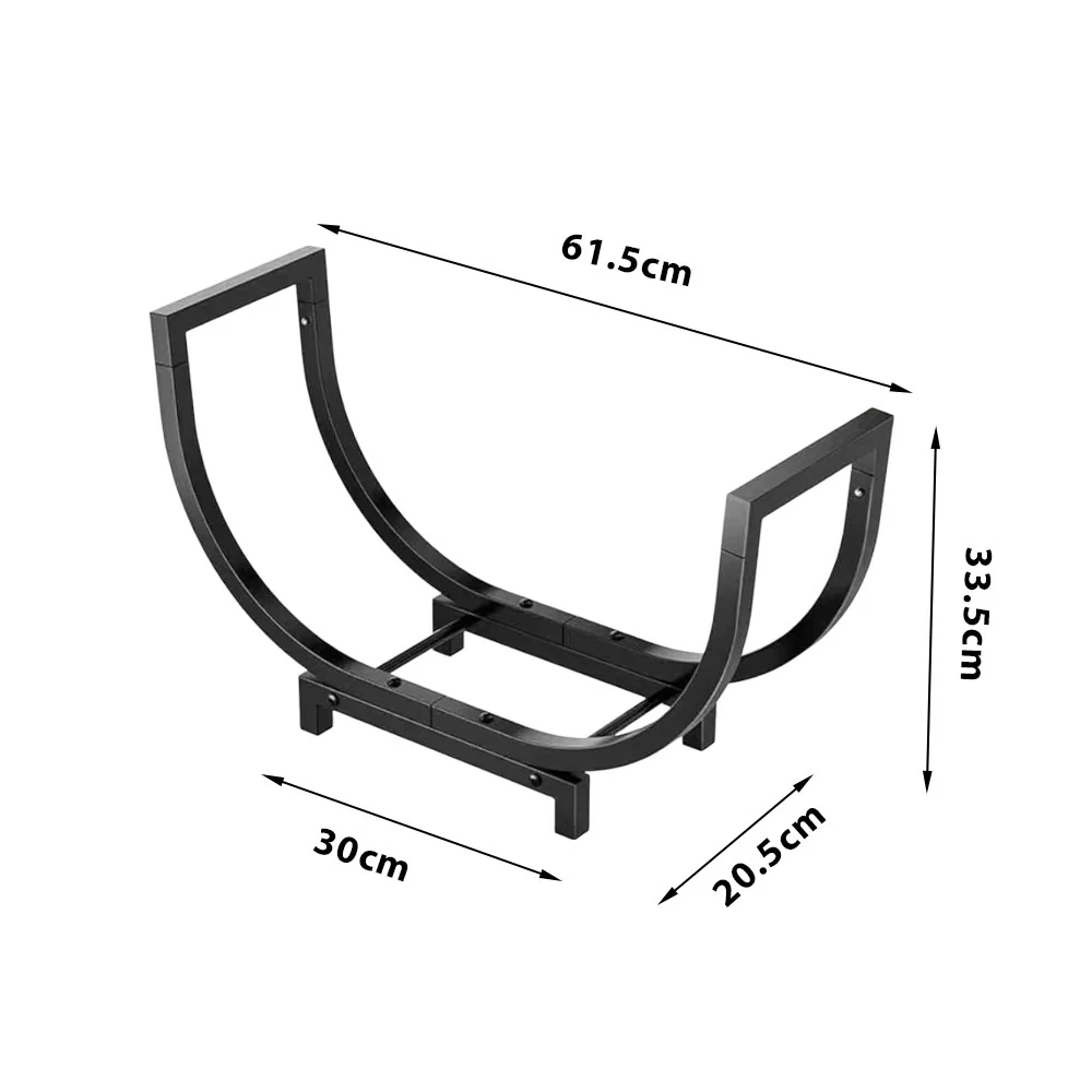 SOLARA ZFWOODS Black Indoor and Outdoor Firewood Storage Rack Fireplace Decoration - Image 6