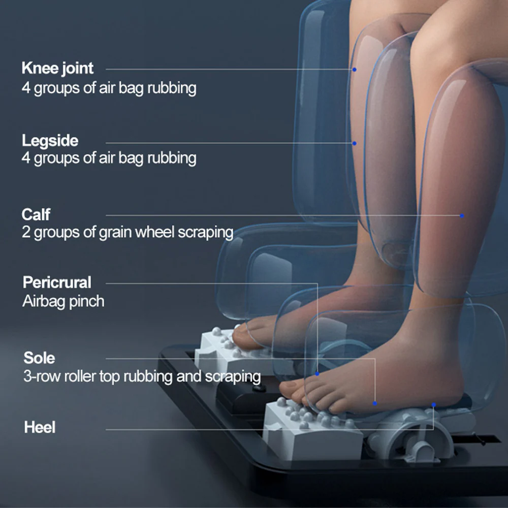 RELAXA- L27 SL Track Electric Massage Chair with Zero Gravity - Blue - Image 9