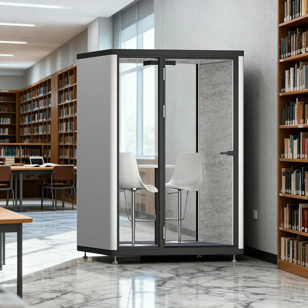 MODERA LCK-151521 Aluminium Frame 1.8x1.5m Large Soundproof Office Meeting Booth w/ Lighting, Ventilation & Casters - Black - Image 4