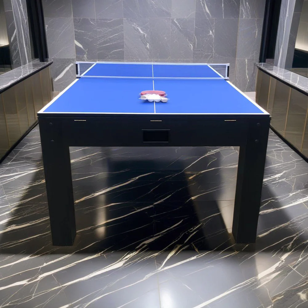 CUETIQ 7FT MDF 4-IN-1 Convertible Multi-function Table Free Accessories Air Hockey/ Billiards Table/ Dining Table/ Table Tennis Table - Black&Blue - Image 20