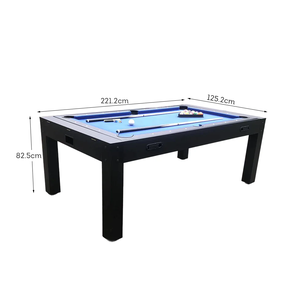 CUETIQ 7FT MDF 4-IN-1 Convertible Multi-function Table Free Accessories Air Hockey/ Billiards Table/ Dining Table/ Table Tennis Table - Black&Blue - Image 29