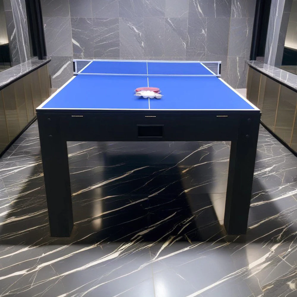 CUETIQ 7FT MDF 4-IN-1 Convertible Multi-function Table Free Accessories Air Hockey/ Billiards Table/ Dining Table/ Table Tennis Table - Black&Blue - Image 5