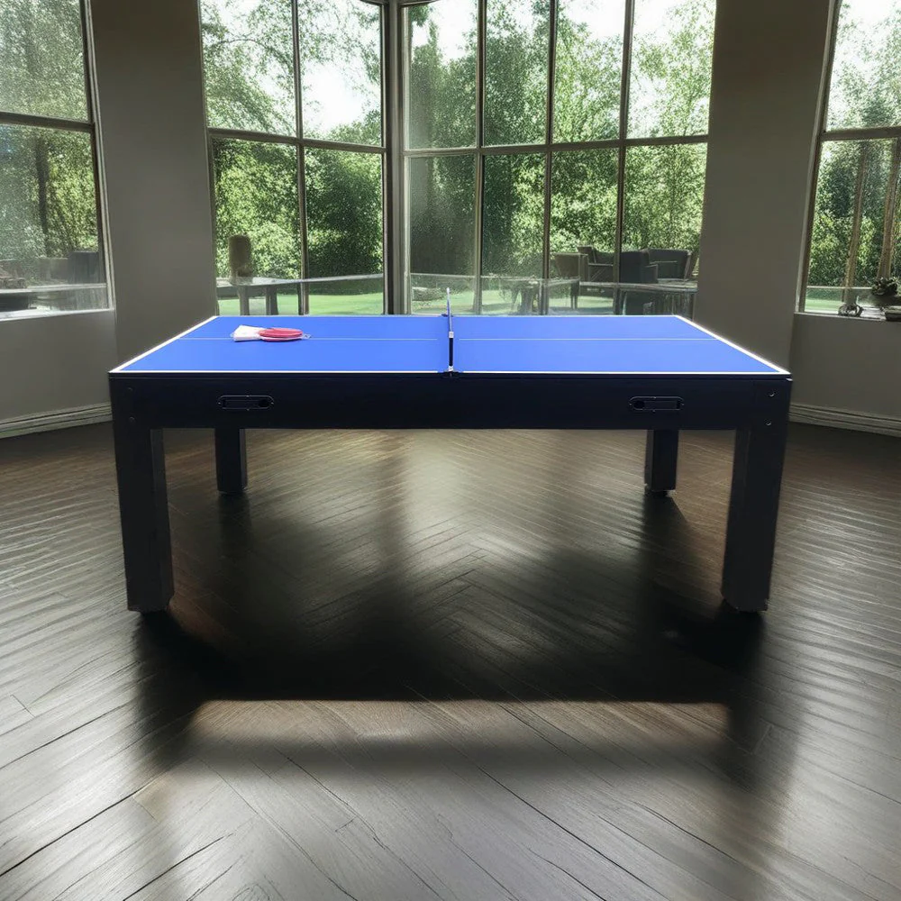 CUETIQ 7FT MDF 4-IN-1 Convertible Multi-function Table Free Accessories Air Hockey/ Billiards Table/ Dining Table/ Table Tennis Table - Black&Blue - Image 6