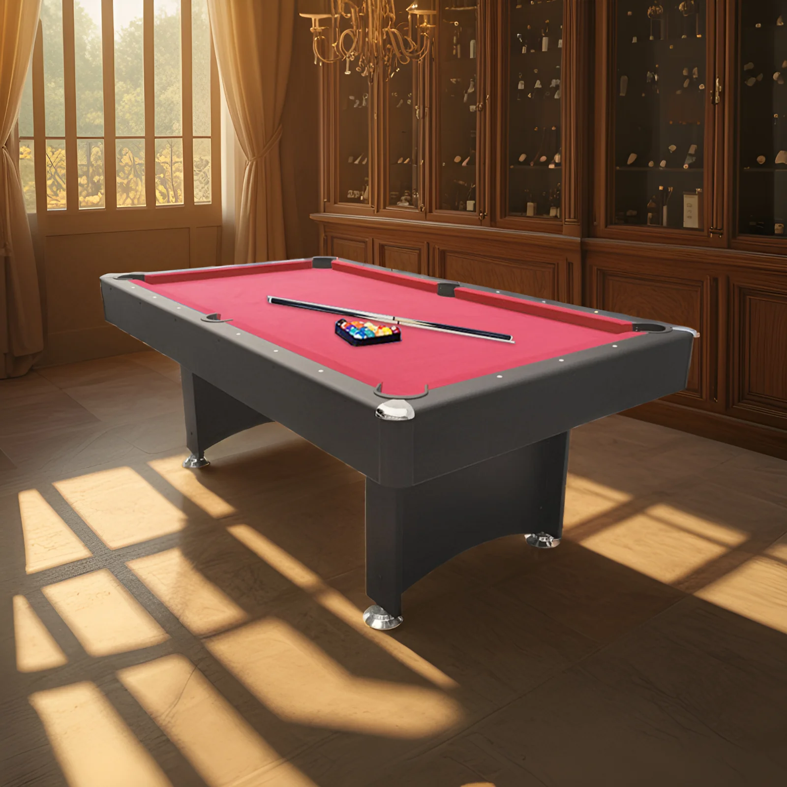 CUETIQ 7FT Modern Design Pool Table Snooker Billiard Table Black Frame With Free Accessories - Image 13