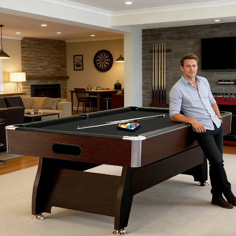 CUETIQ 7FT MDF Pool Snooker Billiard Table Accessories Pack Home Game Room Play (P004)-Walnut - Image 18