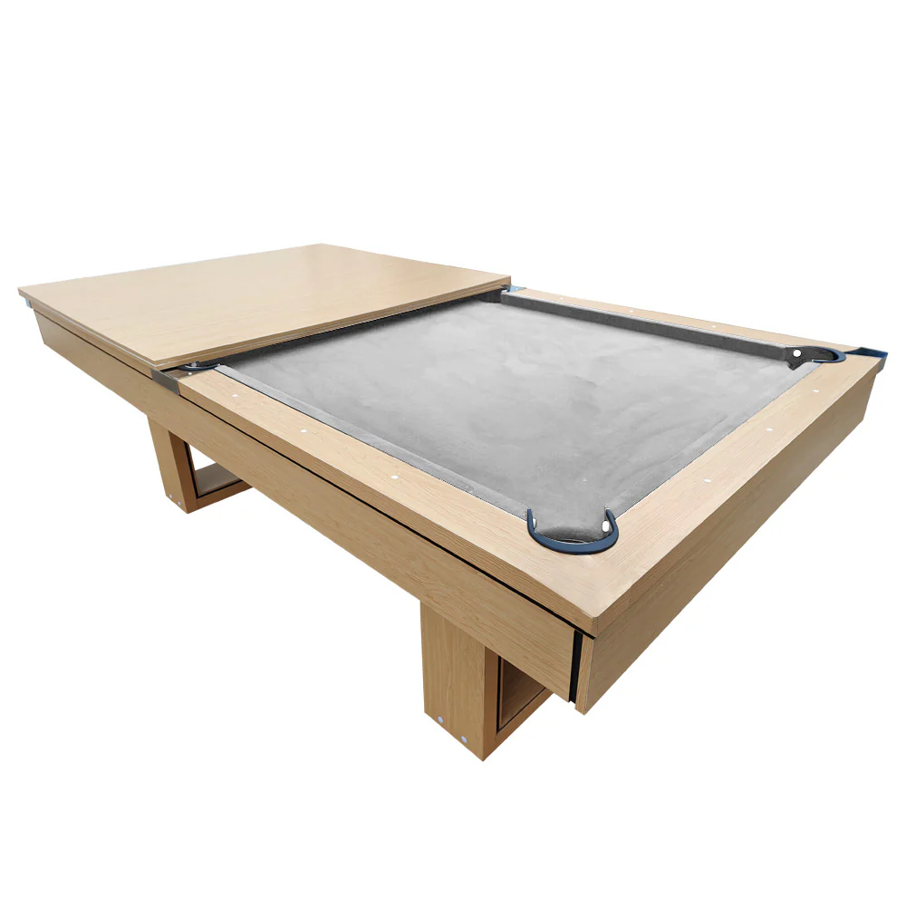 CUETIQ 8FT 3-IN-1 Simple Modern Pool Table/Billiards Table/Pingpong Table/Dining Table with Free Accessories - Oak Finish - Image 15