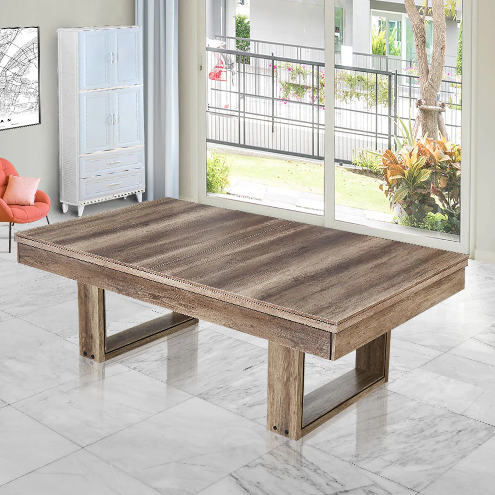 CUETIQ 8FT 3-IN-1 Simple Modern Pool Table/Billiards Table/Pingpong Table/Dining Table with Free Accessories - Oak Finish - Image 4