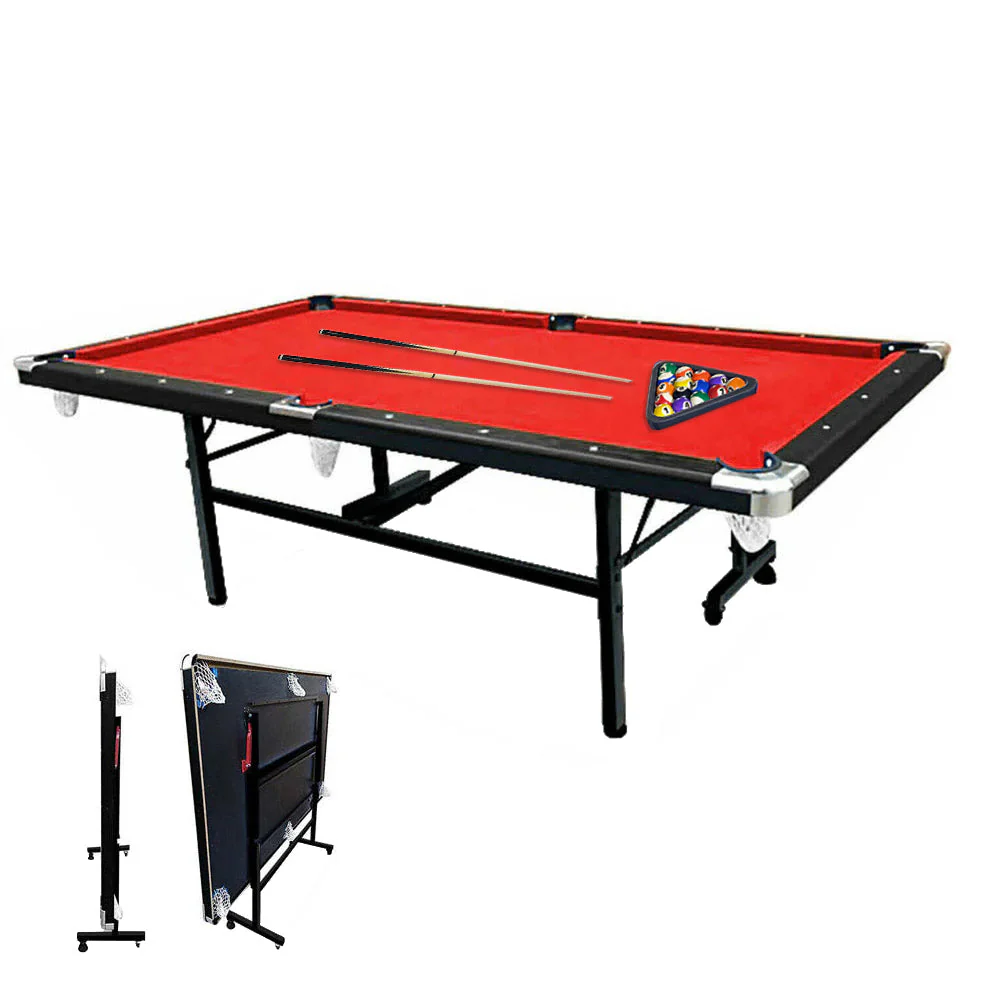 CUETIQ 8FT Foldable Pool Table Blue/Red/Green/Black Felt Billiard Table Free Accessory for Small Room - Image 19