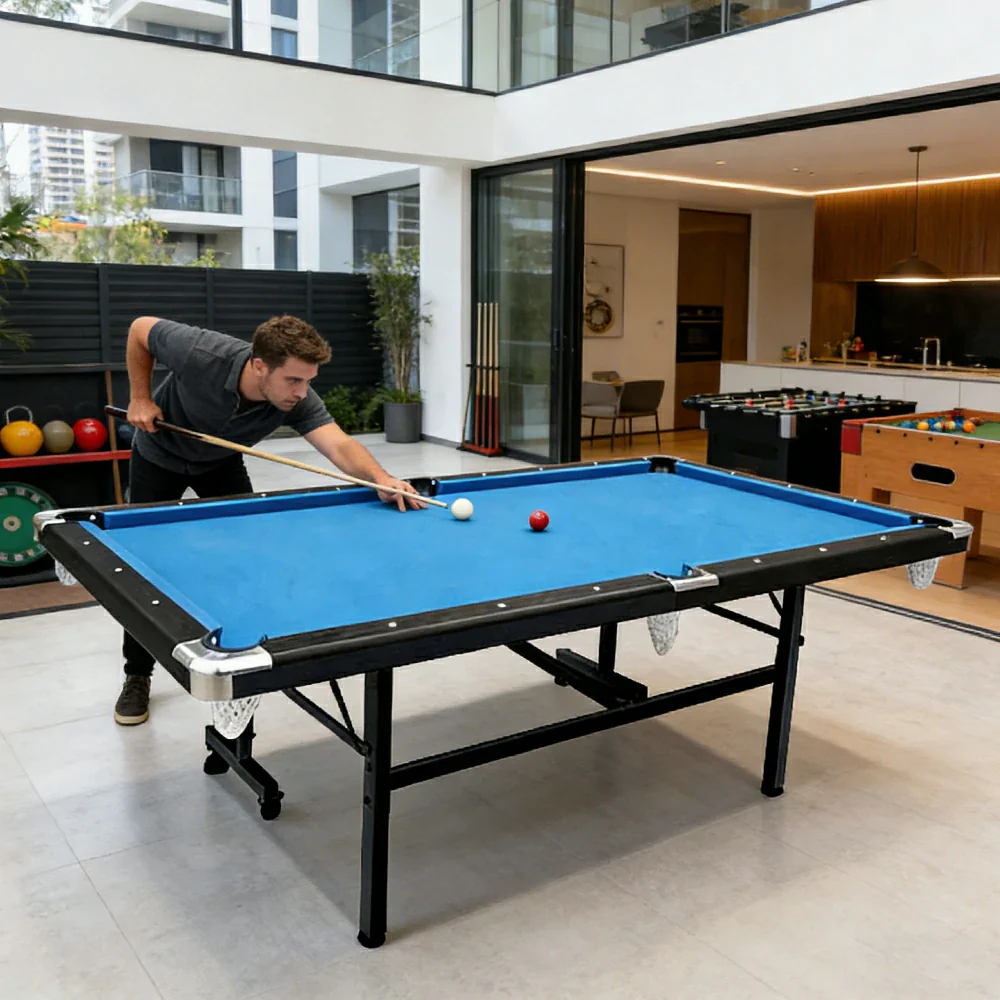 CUETIQ 8FT Foldable Pool Table Blue/Red/Green/Black Felt Billiard Table Free Accessory for Small Room - Image 6