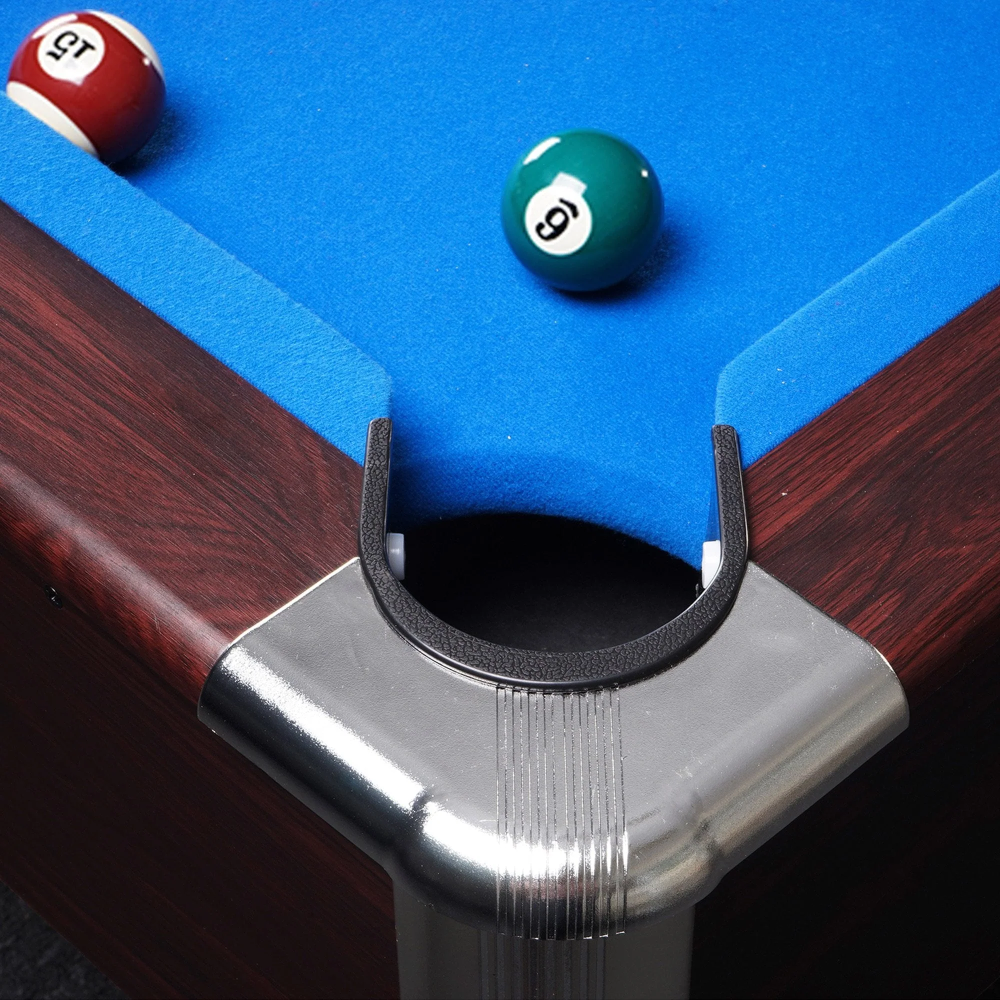 CUETIQ 8FT MDF Walnut Frame Pool Snooker Billiard Table with Accessories Pack - Image 23