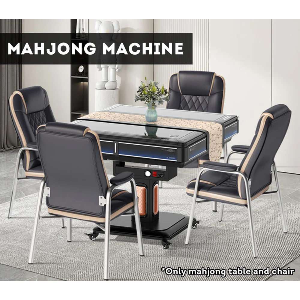 SHIHE G600 Heating Foldable Mahjong Table and 4*Chairs W/ Cover Plate and USB External Frame Comes Automatic Mahjong Table - Deep Blue - Image 3