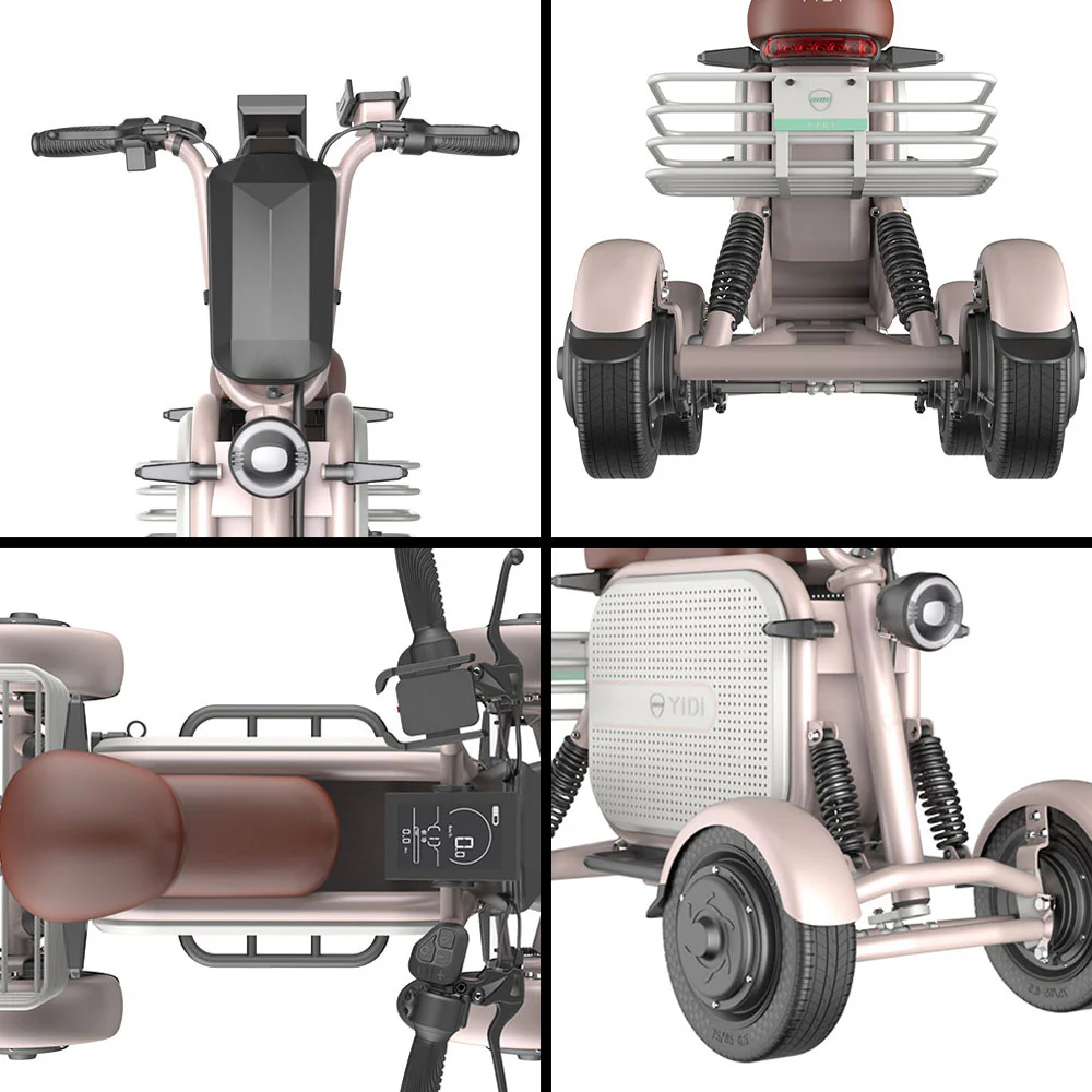 YIDI D10L 500W 48V 10Ah/15Ah 11-inch Lithium Battery Foldable White&Pink High Carbon Steel Electric Scooter Drum Brake - Image 4