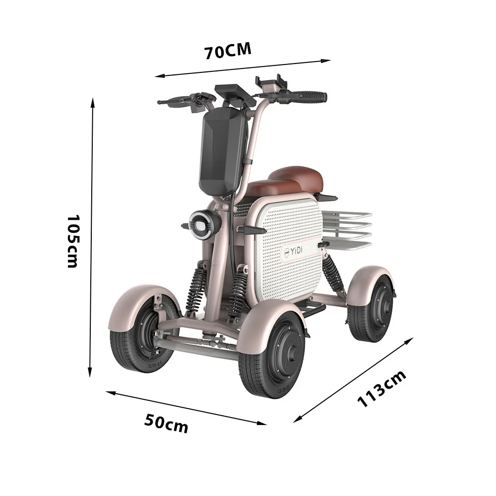 YIDI D10L 500W 48V 10Ah/15Ah 11-inch Lithium Battery Foldable White&Pink High Carbon Steel Electric Scooter Drum Brake - Image 5
