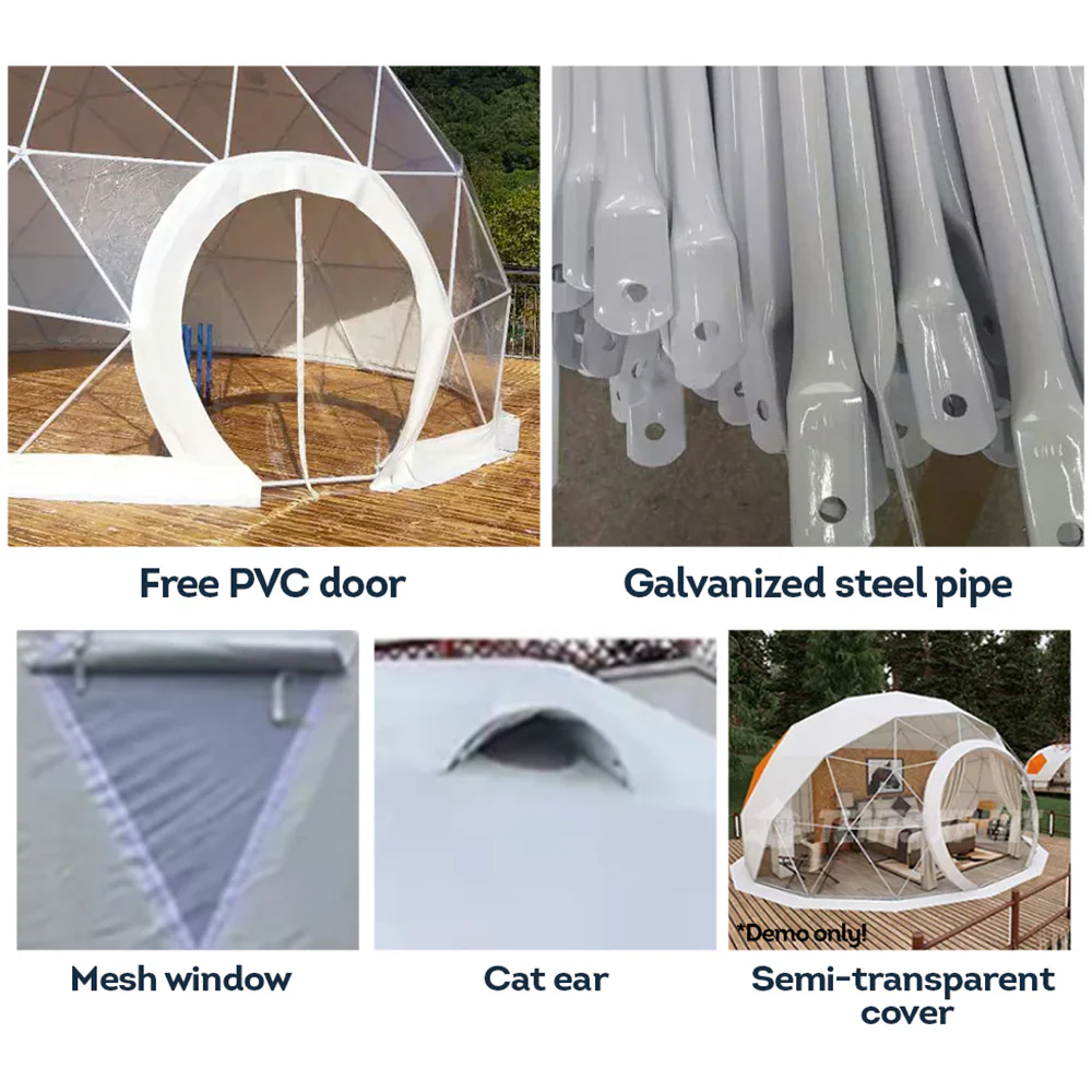 TREKKA Galvanized Steel Pipe Circular Tent Waterproof PVC - White&Transparent - Image 4