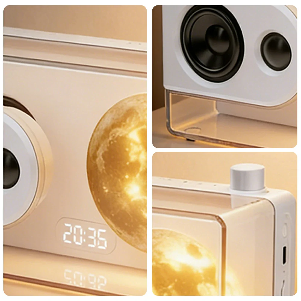 NEVORA Bluetooth Speaker Music Alarm Dual Speaker 3600mAh Battery Compact Design - White - Image 3