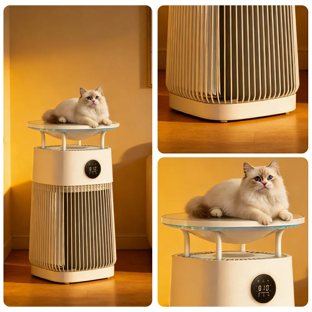 NEVORA Smart Pet Air Purifier with Heated Cat Bed - HEPA Filtration, Odour Control, Quiet Operation, All-in-One Design - White - Image 3