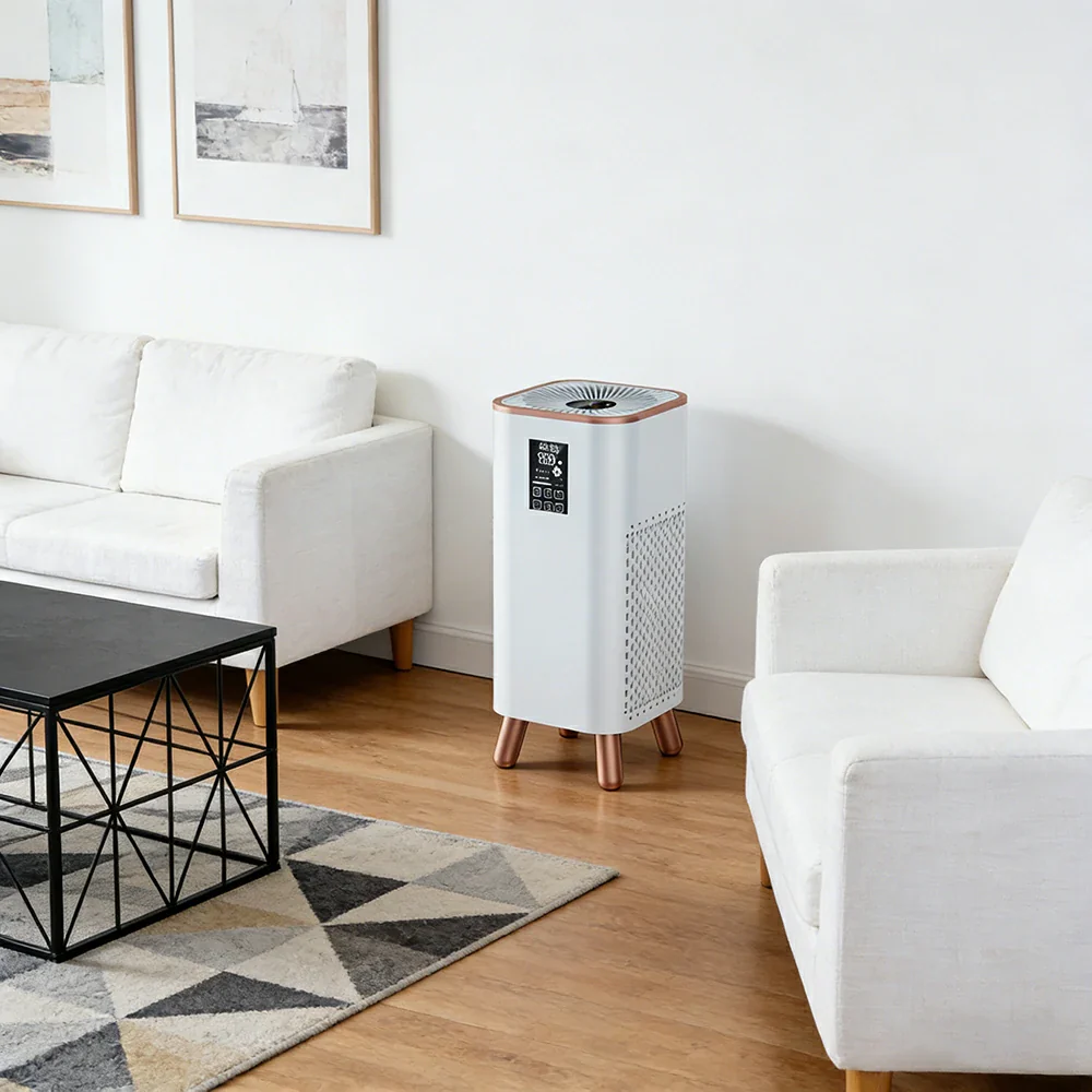 NEVORA Formaldehyde Removal Air Purifier - UV Sterilisation, HEPA Filtration, Allergy Relief, Family Safe Design - Gold - Image 4