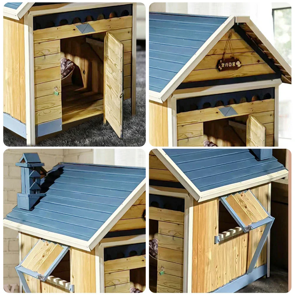 PAWORA Wooden Pet House 120×90×150cm – Durable Pine Structure, Ventilated Window & Door Design, Hand-Coated Finish for Long-Lasting Use - Image 3