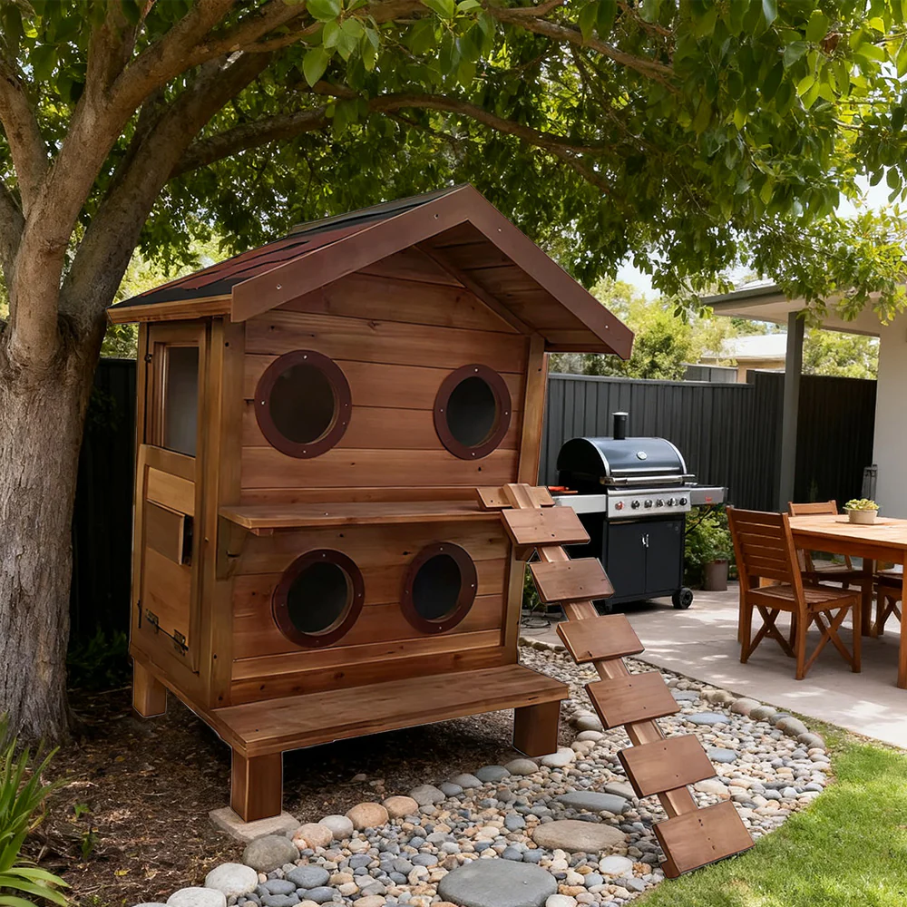 PAWORA Outdoor Cat House - Fir Wood Construction, Scratch-Resistant, Moisture-Proof, Ventilated with Waterproof Roof, All-Season Durable Pet Shelter - Wood - Image 4