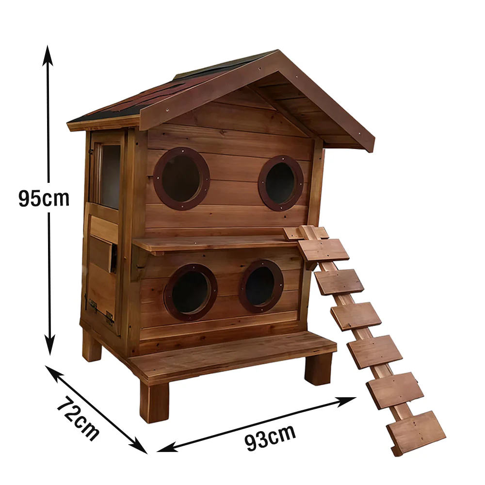 PAWORA Outdoor Cat House - Fir Wood Construction, Scratch-Resistant, Moisture-Proof, Ventilated with Waterproof Roof, All-Season Durable Pet Shelter - Wood - Image 5