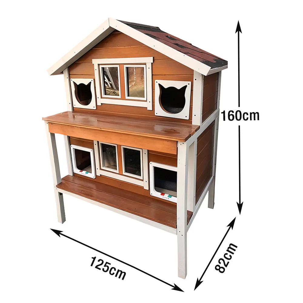 PAWORA Outdoor Cat House – Weatherproof Wooden Shelter for All Seasons, Sturdy Fir Frame, Waterproof Roof, Scratch Resistant Finish - Wood - Image 5