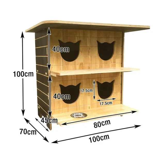 PAWORA Outdoor Cat House - Sturdy Fir Wood, Cozy All-Season Design, Waterproof Roof, Scratch & Moisture Resistant - Wood - Image 5
