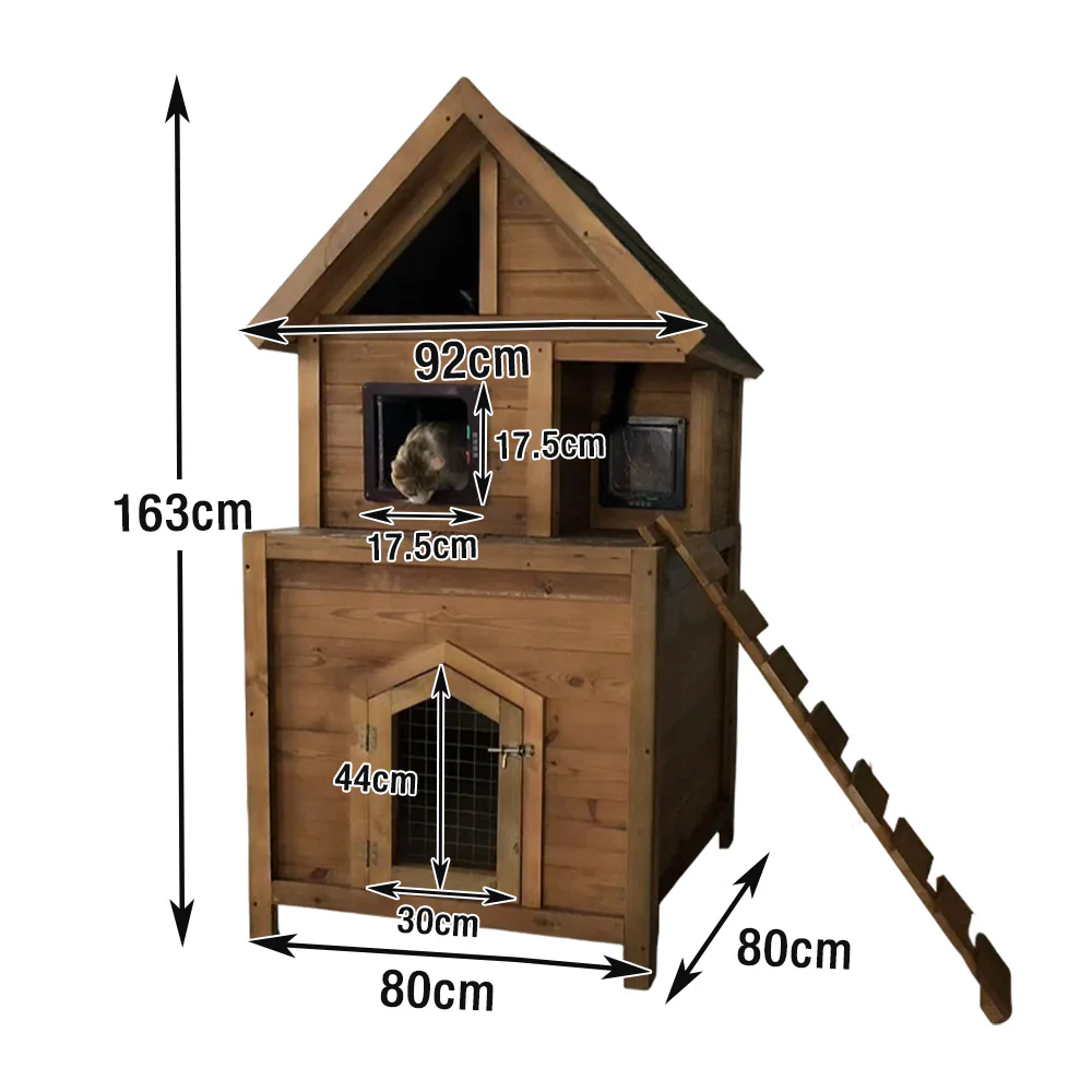 PAWORA Outdoor Cat House - Easy to Clean, Fir Wood Build, Waterproof Roof, Ventilated Design, Comfortable All-Season Pet Shelter - Wood - Image 5