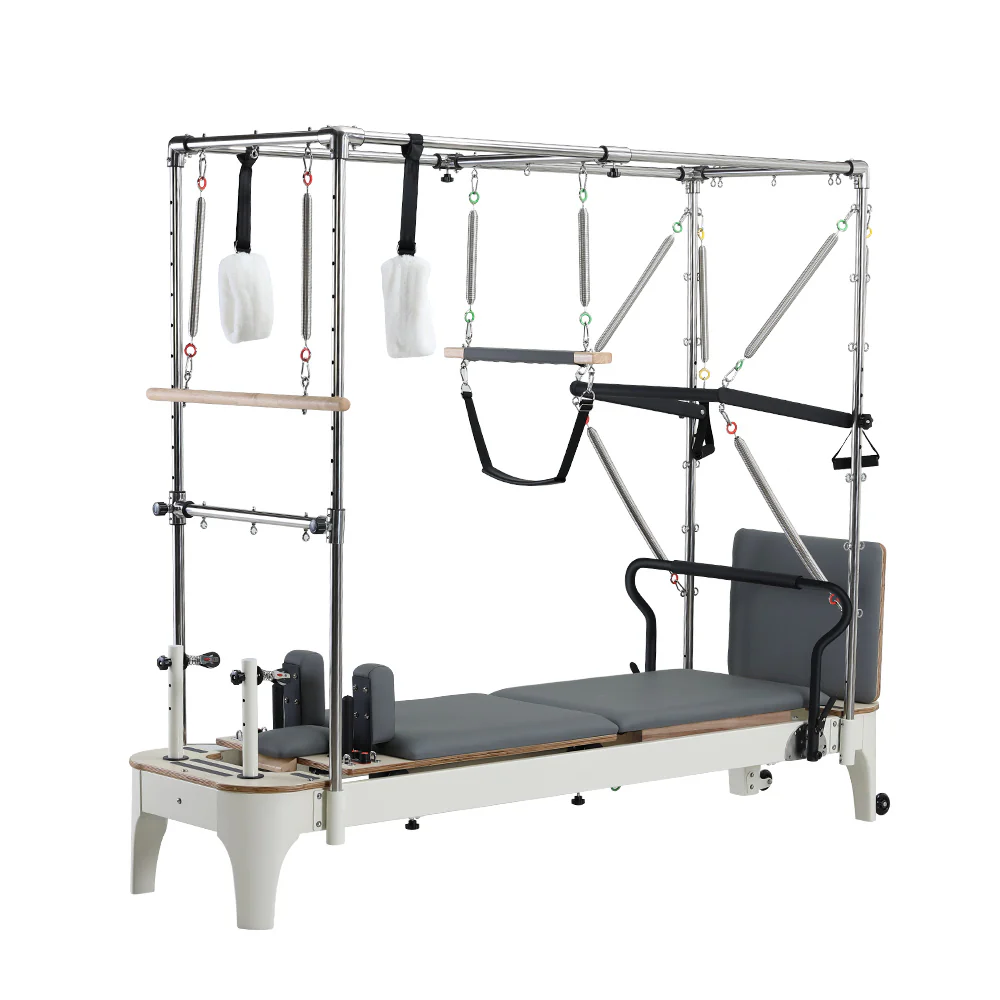 COREVA MN013 After Discount: $3696 2-IN-1 Trapeze Table Reformer Pilates Bed Home Gym Train Equipment Machine - White - Image 10