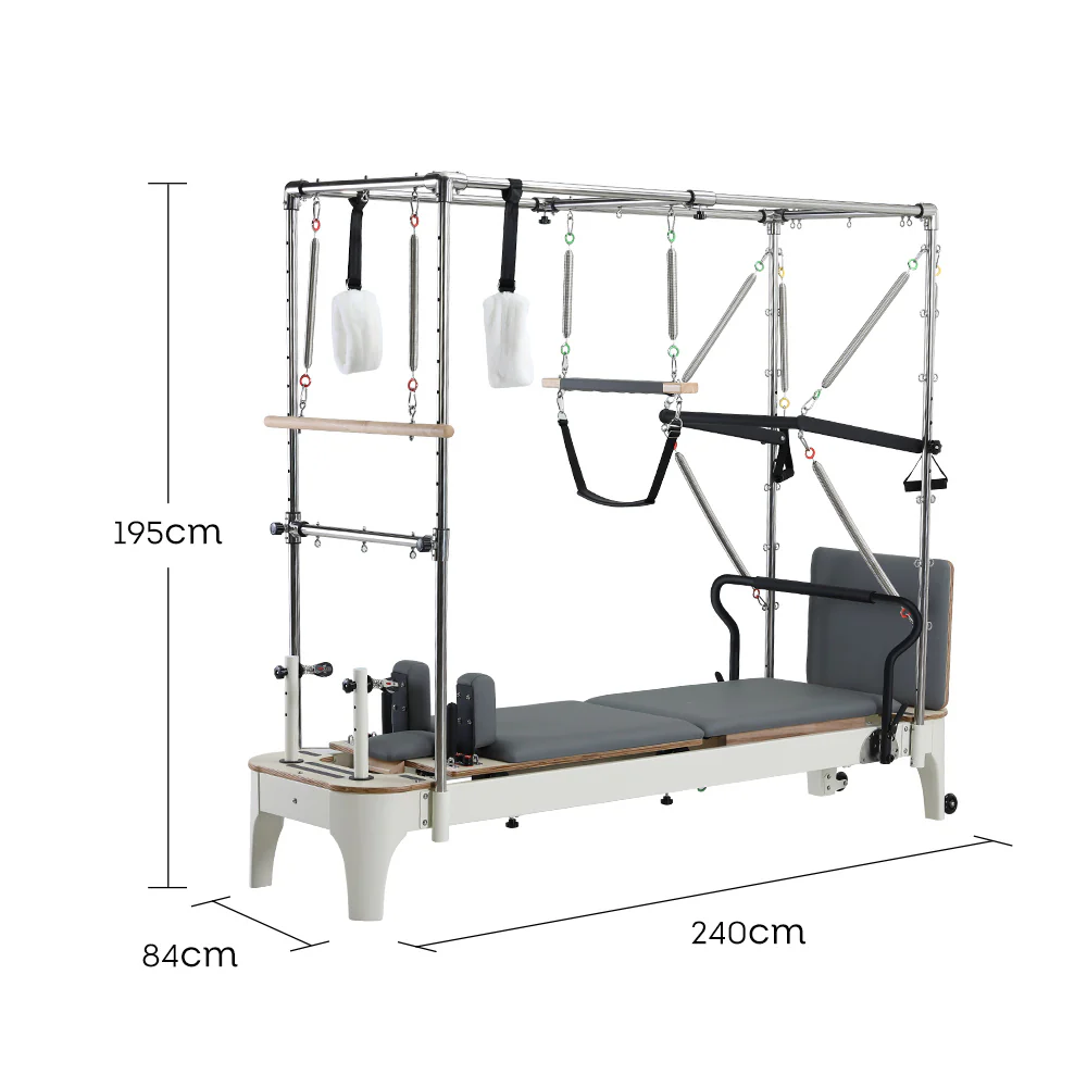 COREVA MN013 After Discount: $3696 2-IN-1 Trapeze Table Reformer Pilates Bed Home Gym Train Equipment Machine - White - Image 9