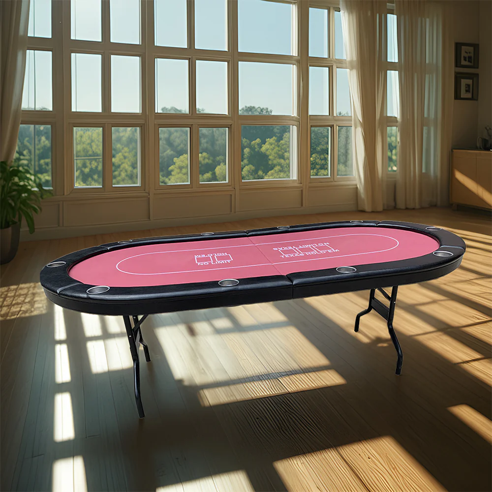 VERSA PK017 7 MDF Foldable Poker Table 10 Players Game Room - Red - Image 3