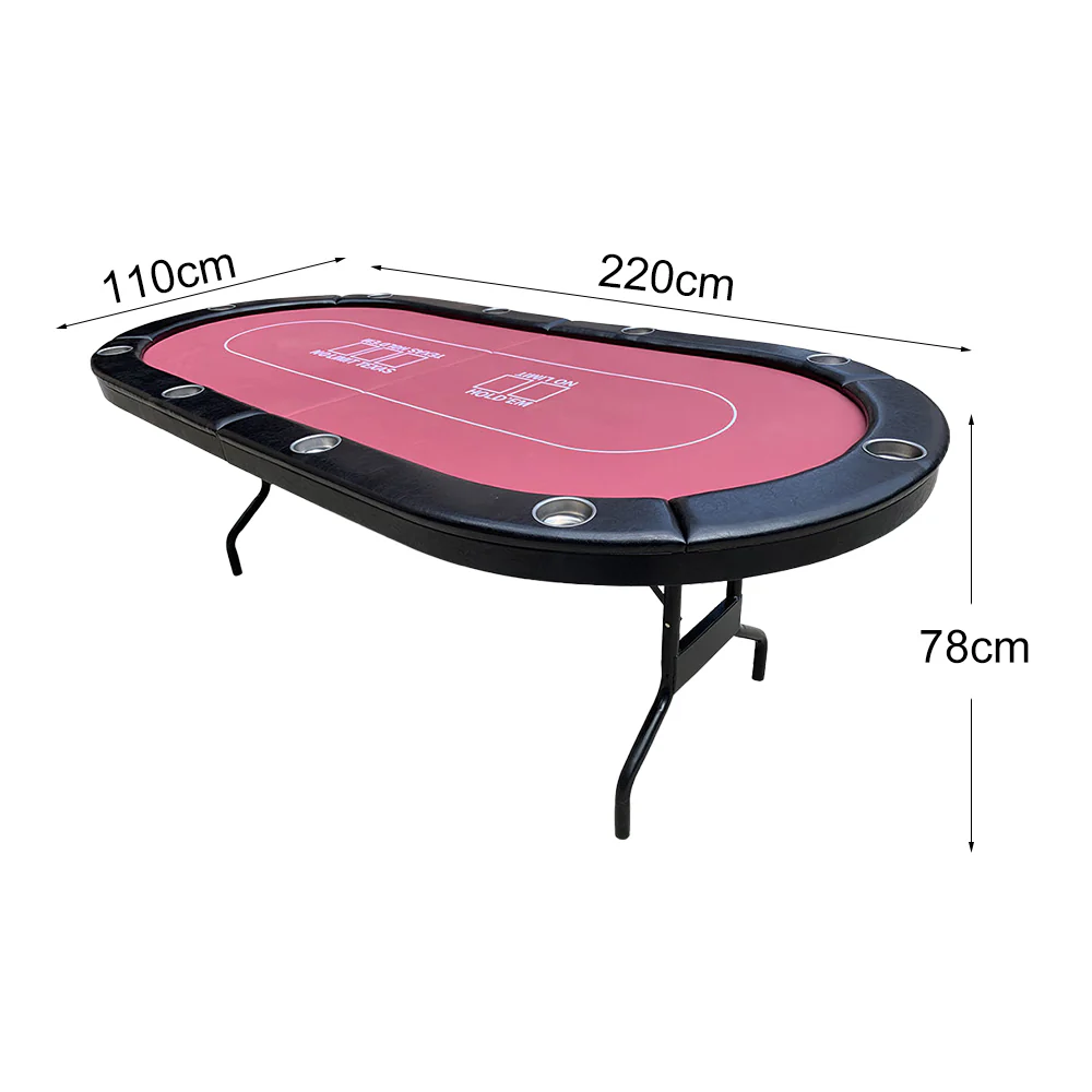 VERSA PK017 7 MDF Foldable Poker Table 10 Players Game Room - Red - Image 6
