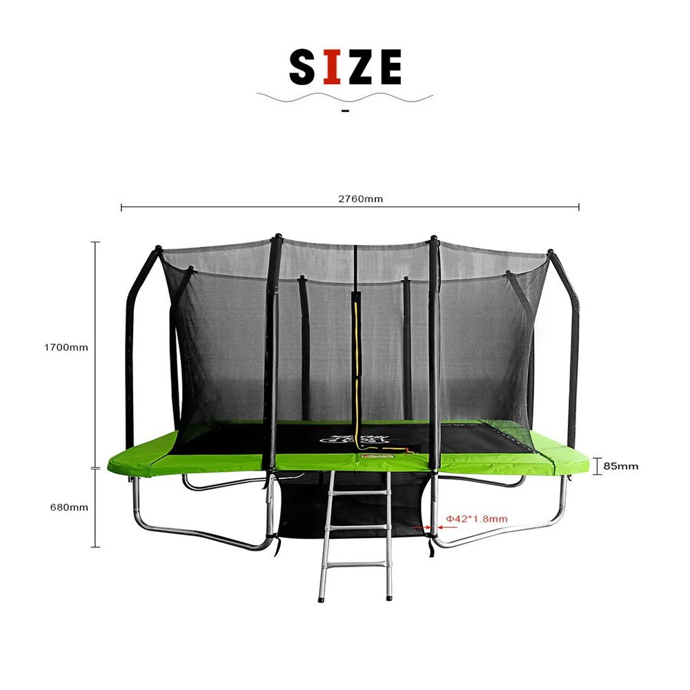 POP MASTER 6FT x 9FT Rectangular Trampoline with Spring Ladder Safety Net Kids - Image 8
