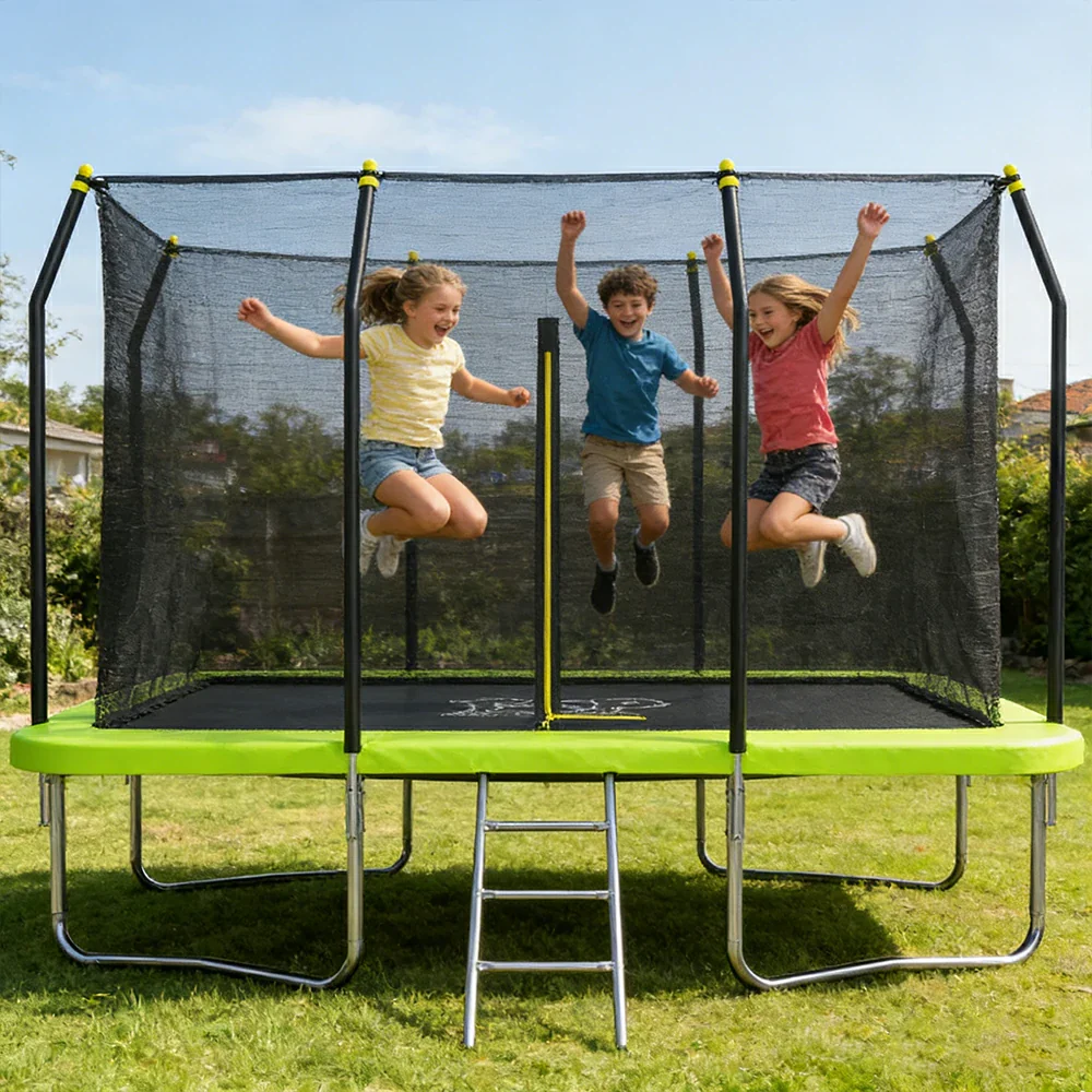 POP MASTER 7FT x 10FT Rectangular Trampoline with Spring Ladder Safety Net Kids - Image 8