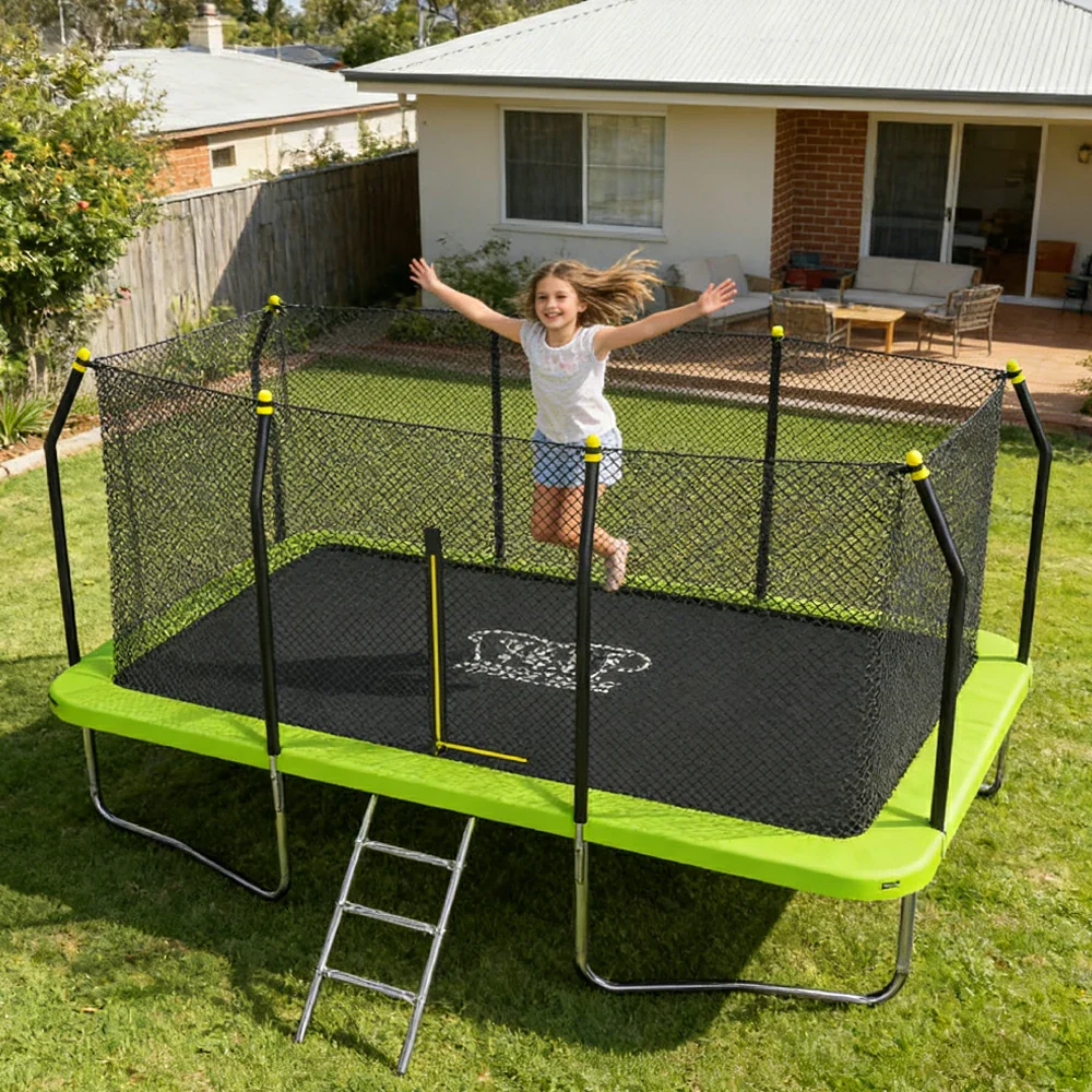 POP MASTER 8FT x 11FT Rectangular Trampoline with Spring Ladder Safety Net Kids - Image 4
