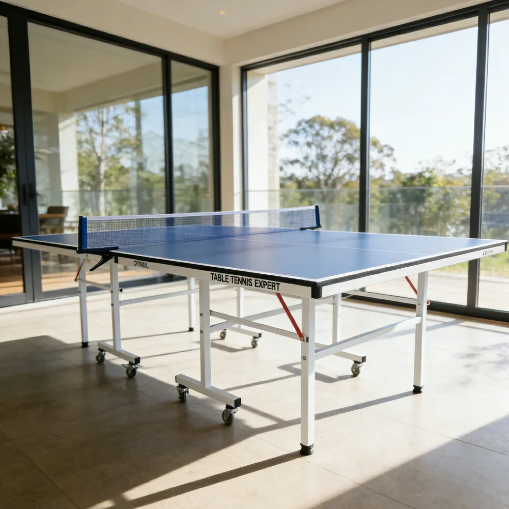 PRIMO Optimal 16mm Indoor  Blue Top Foldable Solo Play Table Tennis Pingpong Table-Bats Balls Net - Image 4