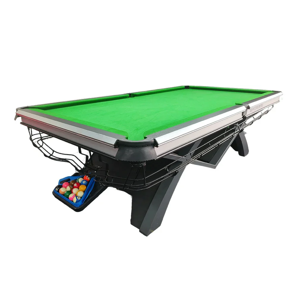 QUESLA 9FT Billiard Table - 1.2cm Solid Build, Oak & Aluminum Alloy Frame, Copper Pockets, Stable Precision Play, Free Accessories Package