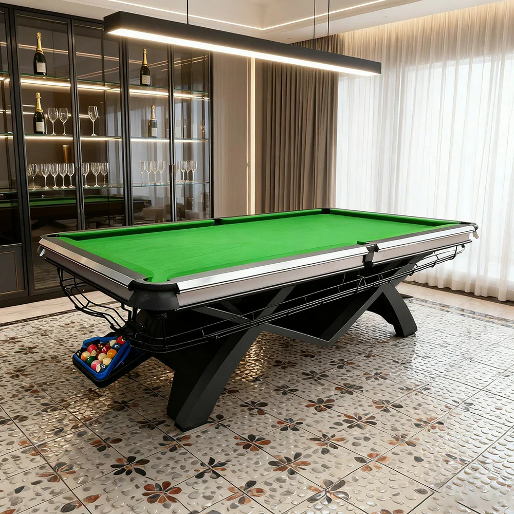 QUESLA 9FT Billiard Table - 1.2cm Solid Build, Oak & Aluminum Alloy Frame, Copper Pockets, Stable Precision Play, Free Accessories Package - Image 2