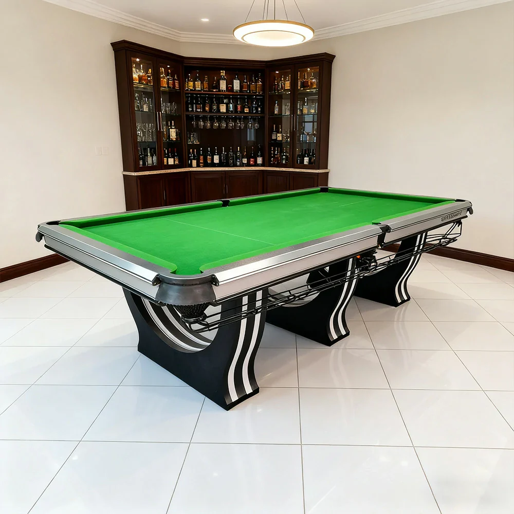 QUESLA 9FT Billiard Table - Oak Carbon Fiber Rail, Bluestone Slate Surface, Black Copper Pockets, Durable Precision Play, Free Accessories Package - Image 4