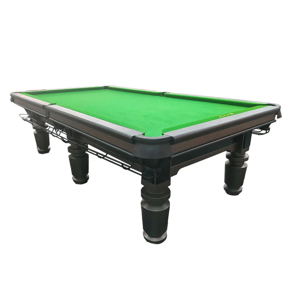 QUESLA 9FT Billiard Table - Solid Oak Frame, Copper Pockets, Bluestone Slate Surface, Durable Precision Play, Free Accessories Package - Grey