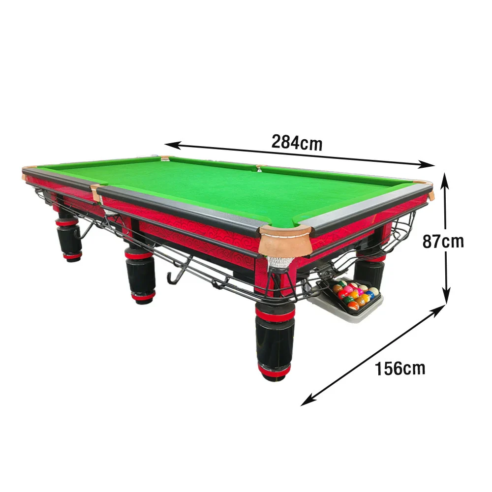 QUESLA 9FT Billiard Table - Solid Oak Frame, Copper Pockets, Bluestone Slate Surface, Durable Precision Play, Free Accessories Package - Red - Image 5