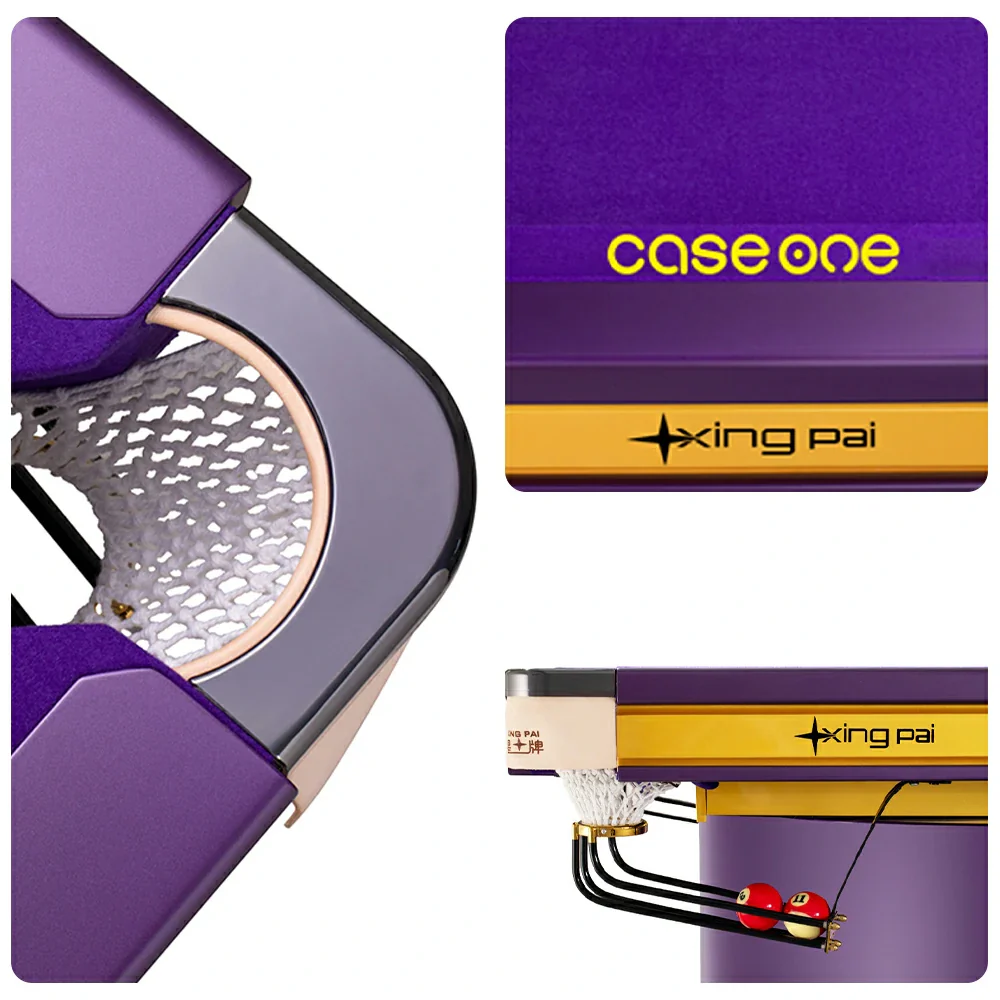 XINGPAI Professional Billiard Table 50mm Slate 18-Point Steel Frame Tournament Size Premium Home Game Room - Purple - Image 3