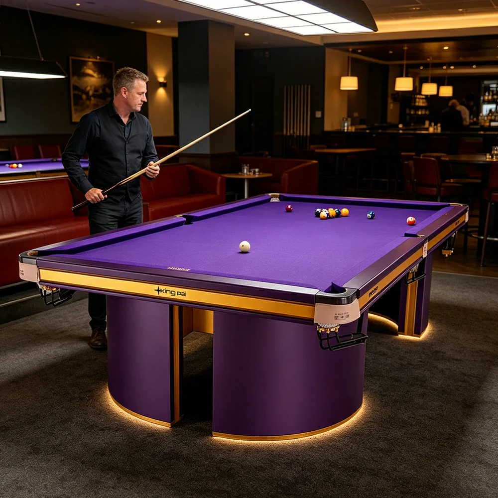XINGPAI Professional Billiard Table 50mm Slate 18-Point Steel Frame Tournament Size Premium Home Game Room - Purple - Image 5